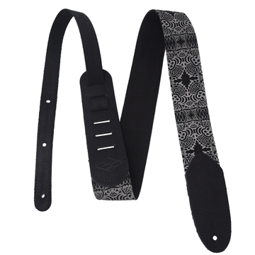 Lm - Taboo 2 Inch Woven Jacquard Guitar Strap- Grey With Grey Pattern