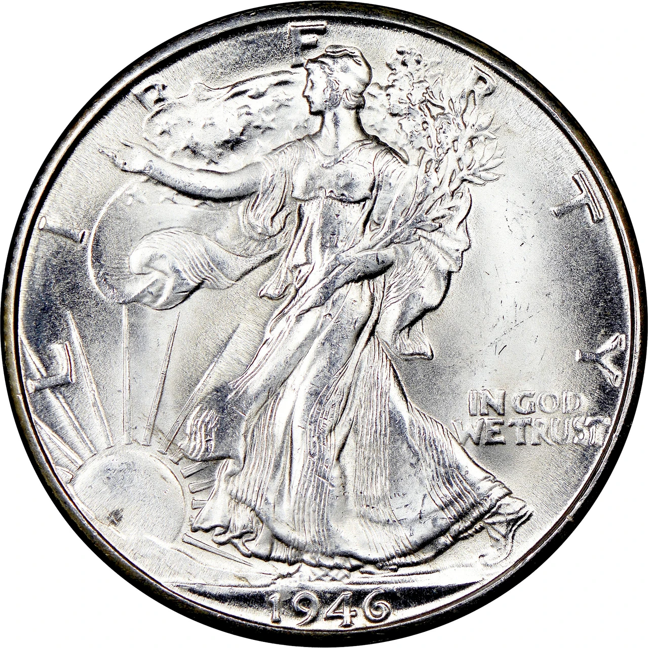 1946-D Walking Liberty half dollar obverse