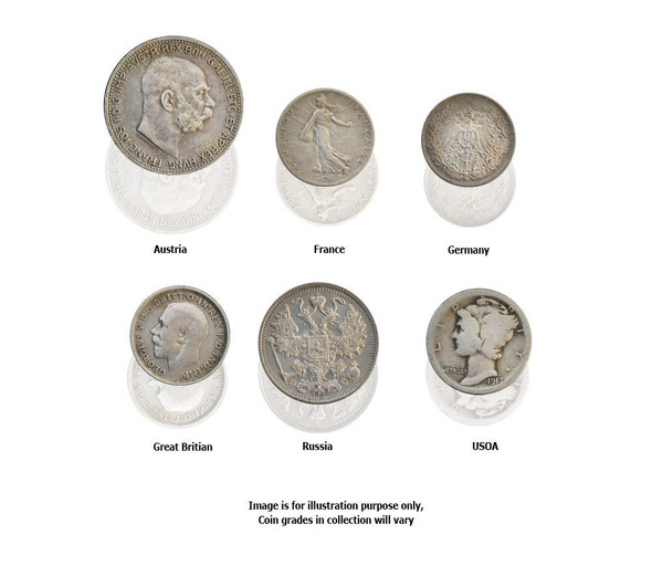 The Great War Box: 6 Silver Coins from the First World War (WWI) (Six-Coin Box)