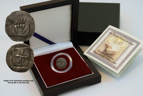 Right Hand of God Box: Medieval German ”Hand Heller“ Silver Coin