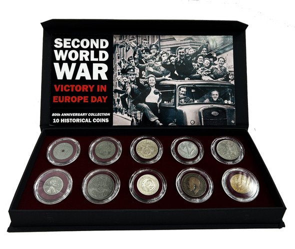 Victory in Europe Day, 1945-2025-80th Anniversary / 10 Coin Boxed Collection