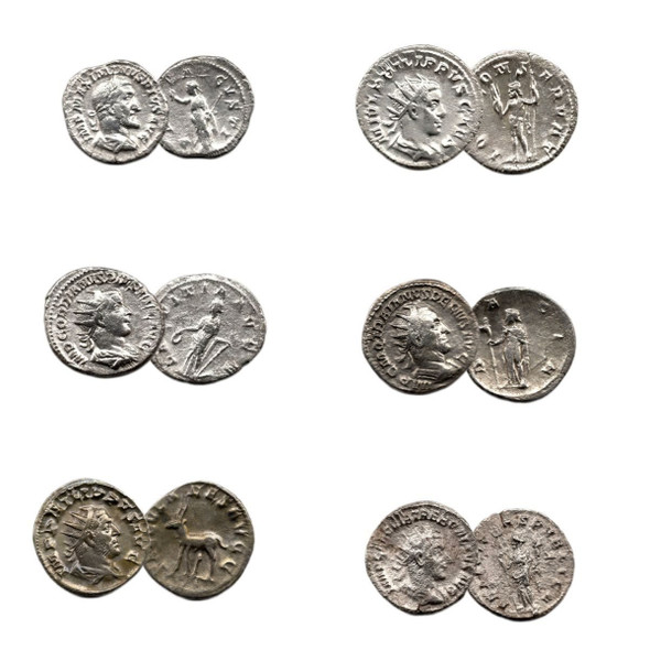 The Age of Chaos: Box of 6 Roman Coins from the Crisis of Third Century (Six-Coin Box)