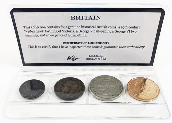 Britain: Four Historical British Coins - detail