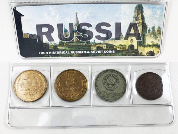 Russia: Four Historical Russian and Soviet Coins - front