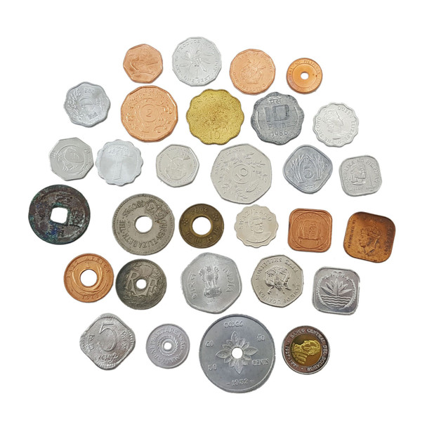 Odd Shaped Coins: A Set of 30 Different Coins from Around the World