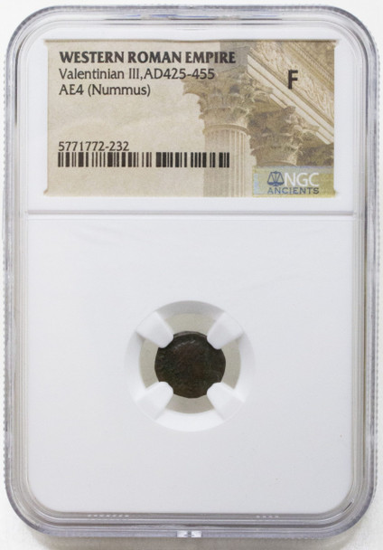 Roman Bronze AE4 of Valentinian III NGC