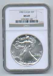1989 American Silver Eagle NGC MS69