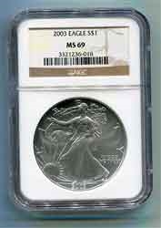 2003 American Silver Eagle NGC MS69