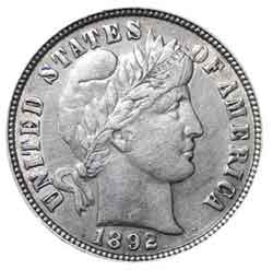 1892-S Barber Dime