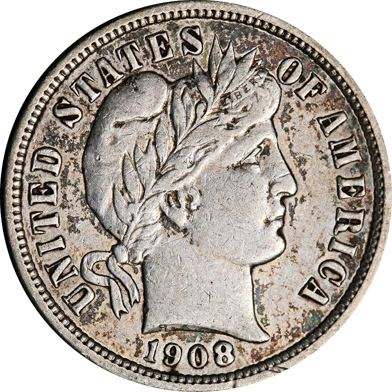 Dime トランプ 1908-D Barber Dime Liberty Head Dimes