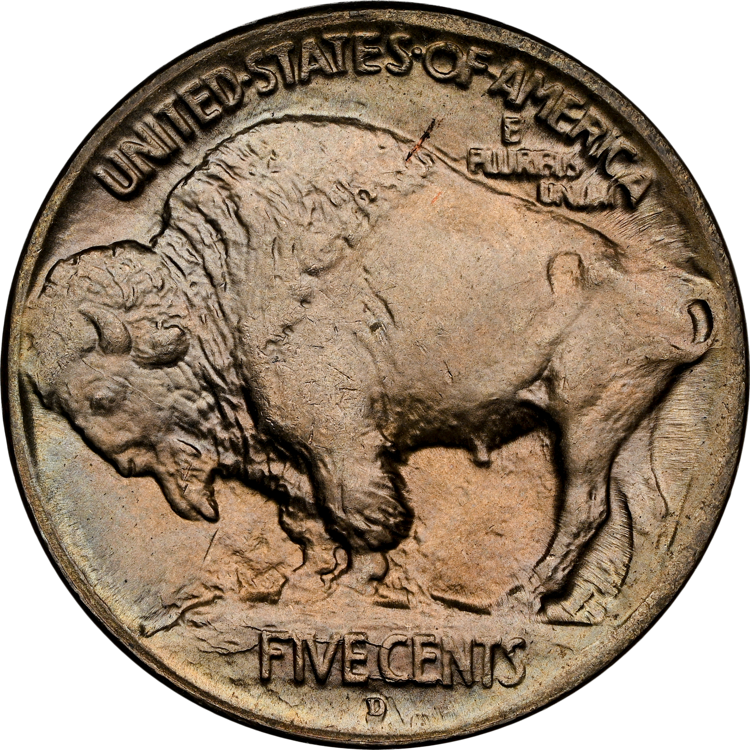 1913-D Type 1 Buffalo Head Nickel Coins