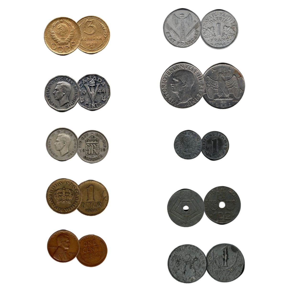 Second World War: D-Day.10 Historical Coins from the European Theater
