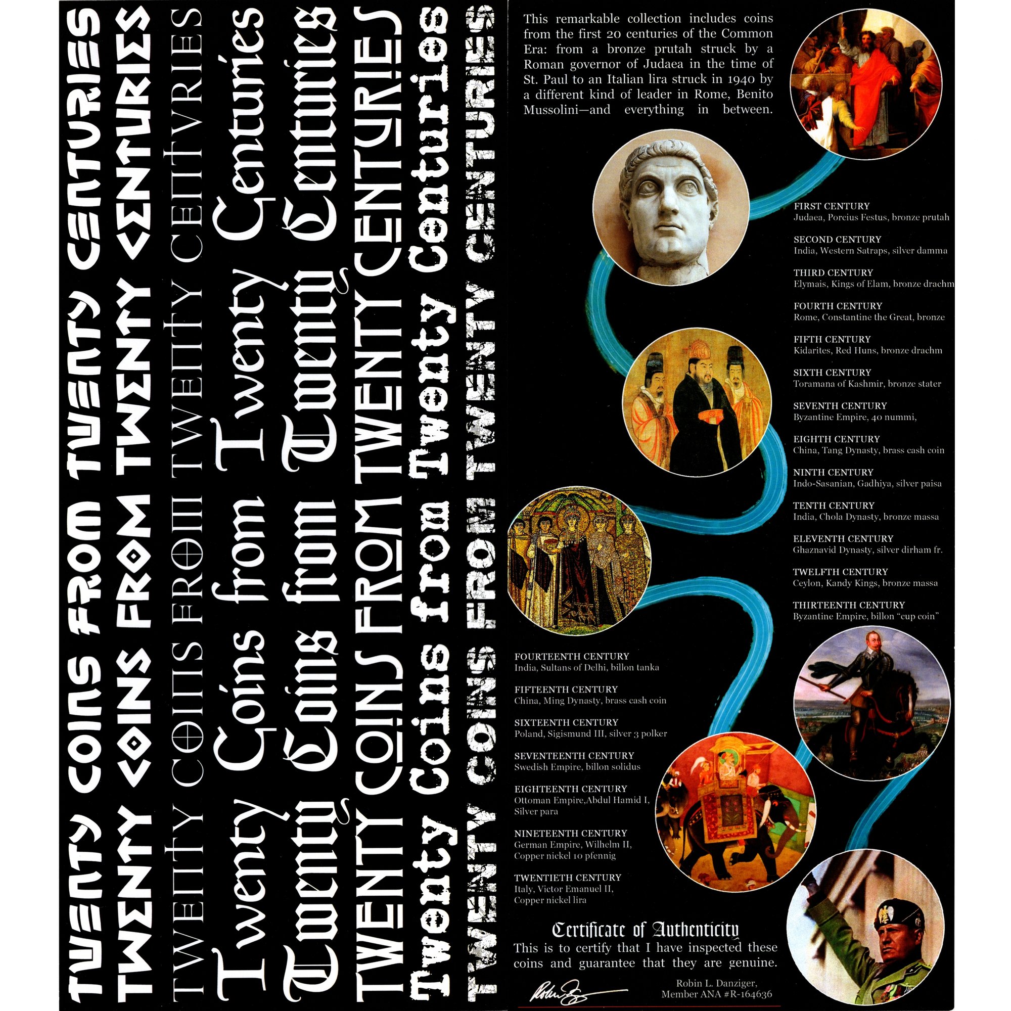 Twenty Coins from Twenty Centuries: Boxed Collection of Coins from the First through the Twentieth Centuries AD