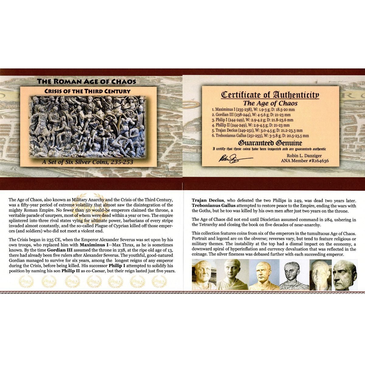 The Age of Chaos: Box of 6 Roman Coins from the Crisis of Third Century (Six-Coin Box)