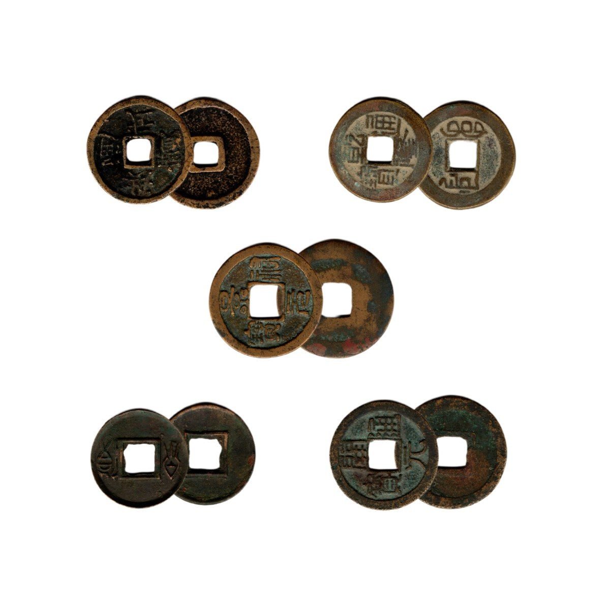 China 5 Dynasties Box: Twenty Centuries of Cash Coins (Five-Coin Box)
