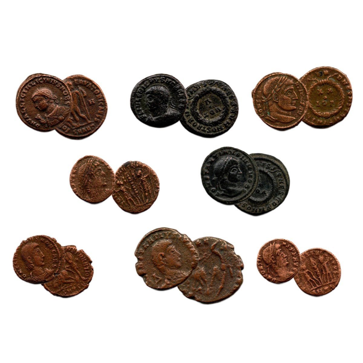 Constantine Dynasty: Box of 8 Roman Bronze Coins (Eight-Coin Box)