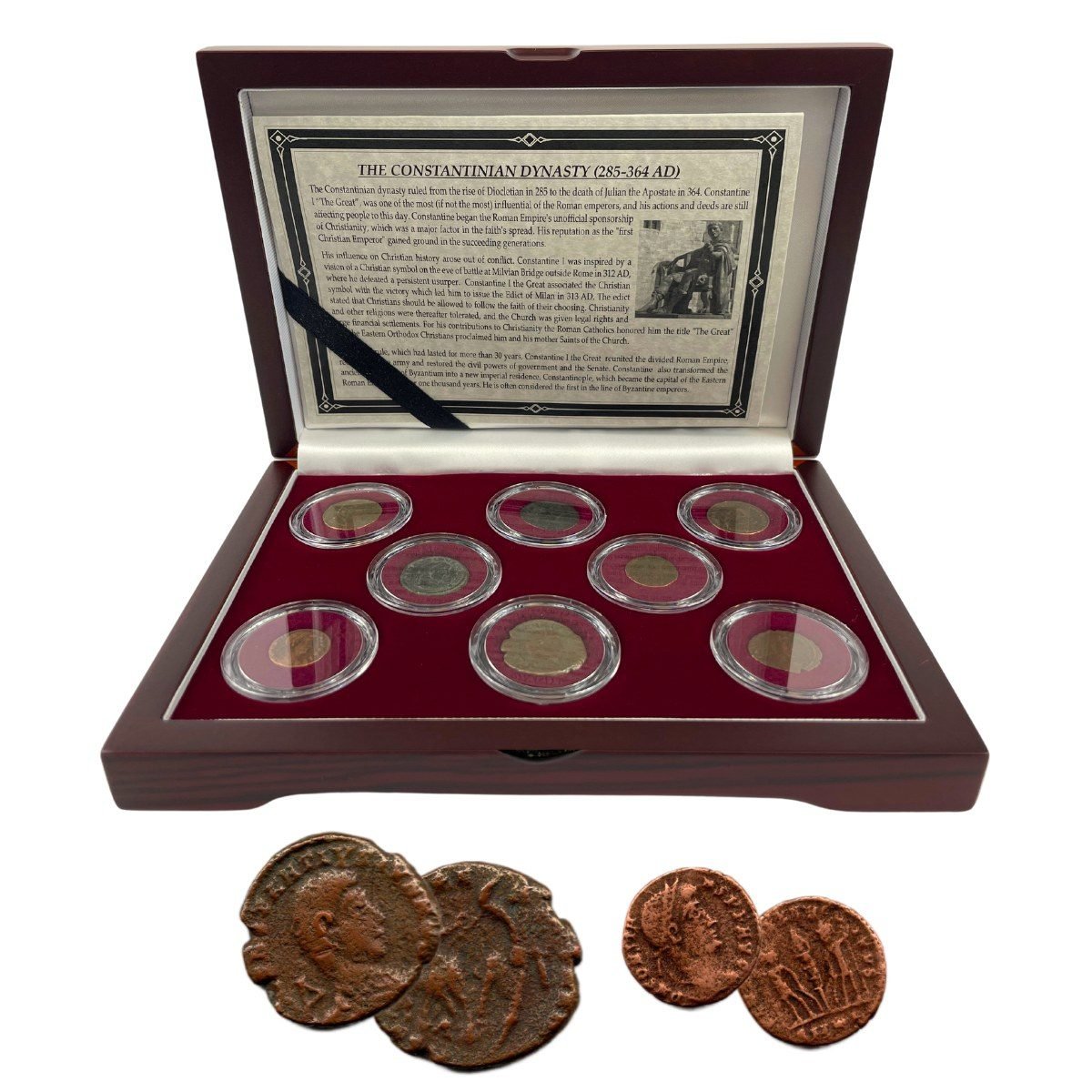 Constantine Dynasty: Box of 8 Roman Bronze Coins (Eight-Coin Box)