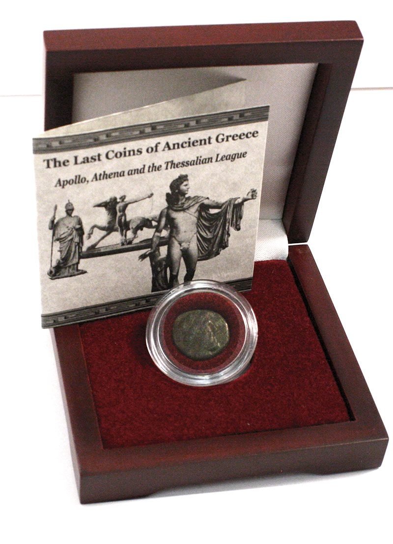 The Last Coins of Ancient Greece Box: The Thessalian League with Coin of Apollo/Athena (One-Coin Box)