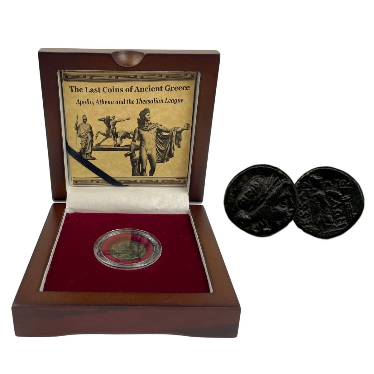 The Last Coins of Ancient Greece Box: The Thessalian League with Coin of Apollo/Athena (One-Coin Box)