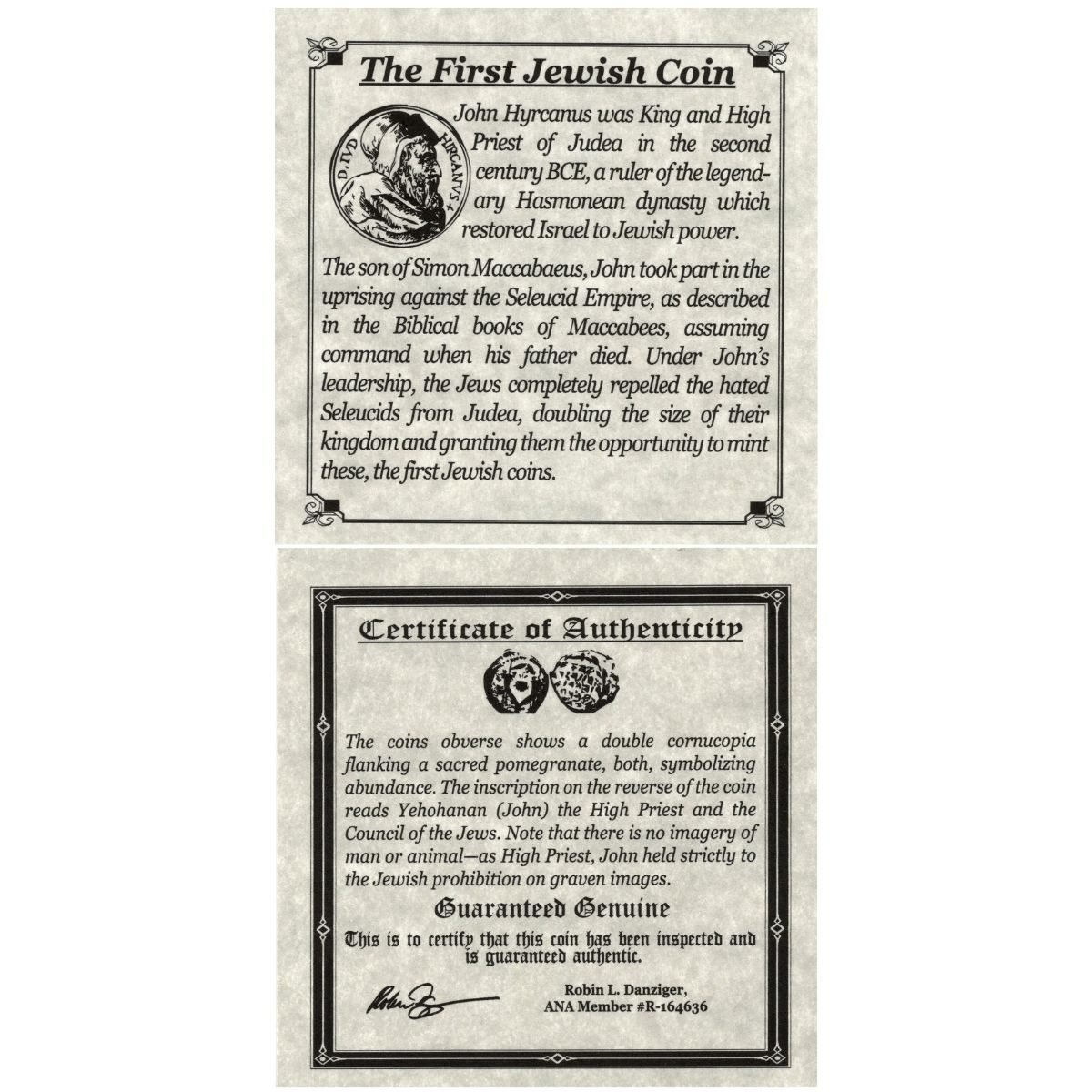 First Jewish Coin Box: Ancient Judaean Coin of the Second Temple Period (One-Coin Box)