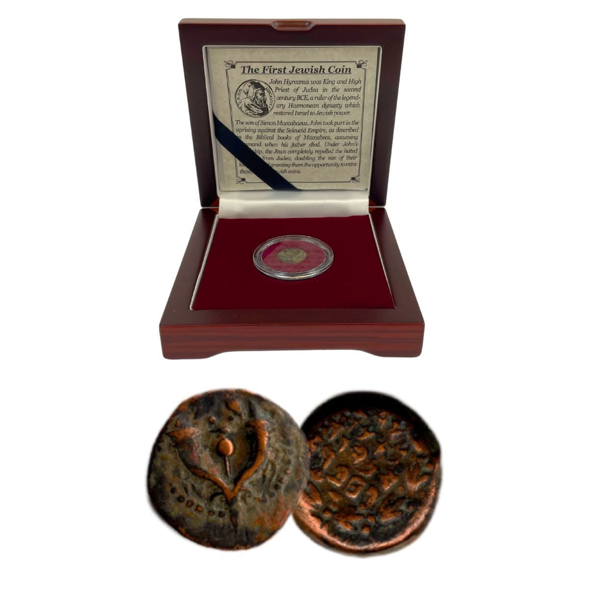 First Jewish Coin Box: Ancient Judaean Coin of the Second Temple Period (One-Coin Box)