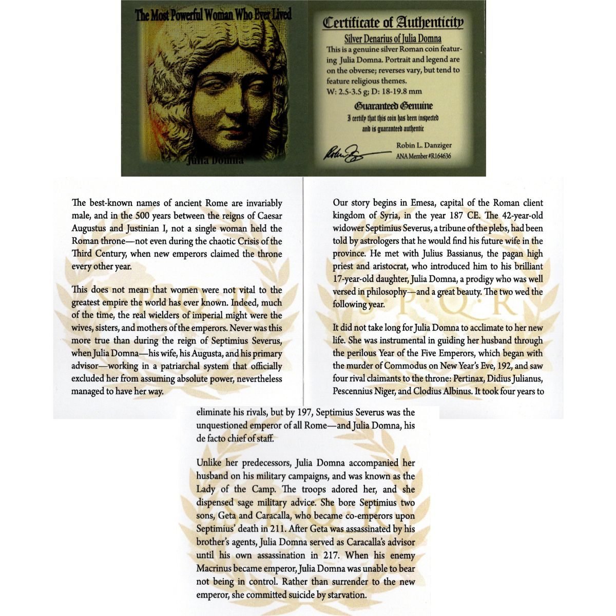 The Most Powerful Woman Who Ever Lived: Box of Silver Roman Denarius of Julia Domna (One-Coin Box)