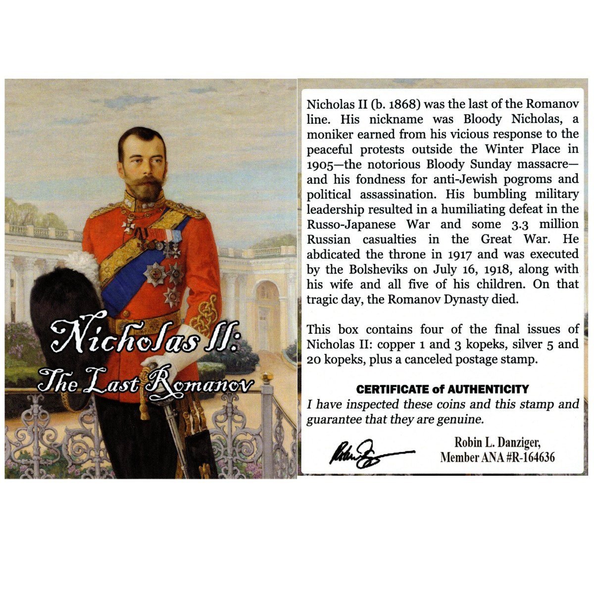 Nicholas II of Russia: The Last Romanov (Boxed Set of Four Coins and a Stamp)