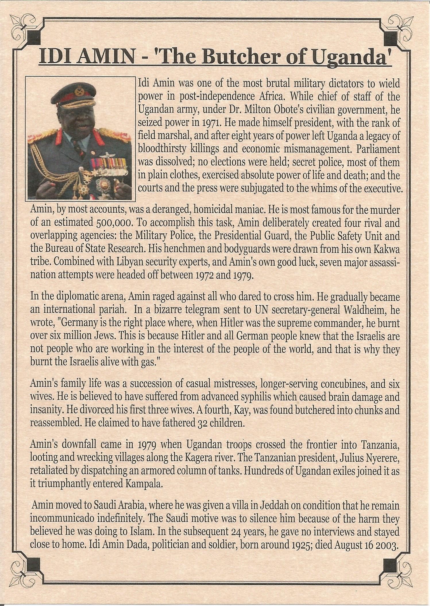 The Butcher Of Uganda: Dictator Idi Amin (Album)