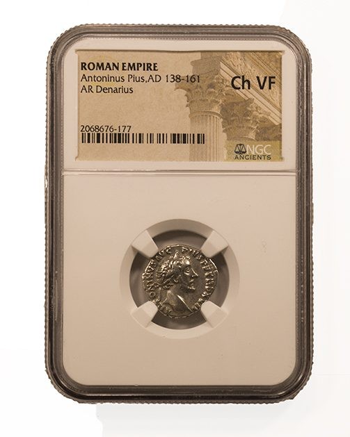 Roman Silver Denarius of Antoninus Pius (AD 138-161) NGC