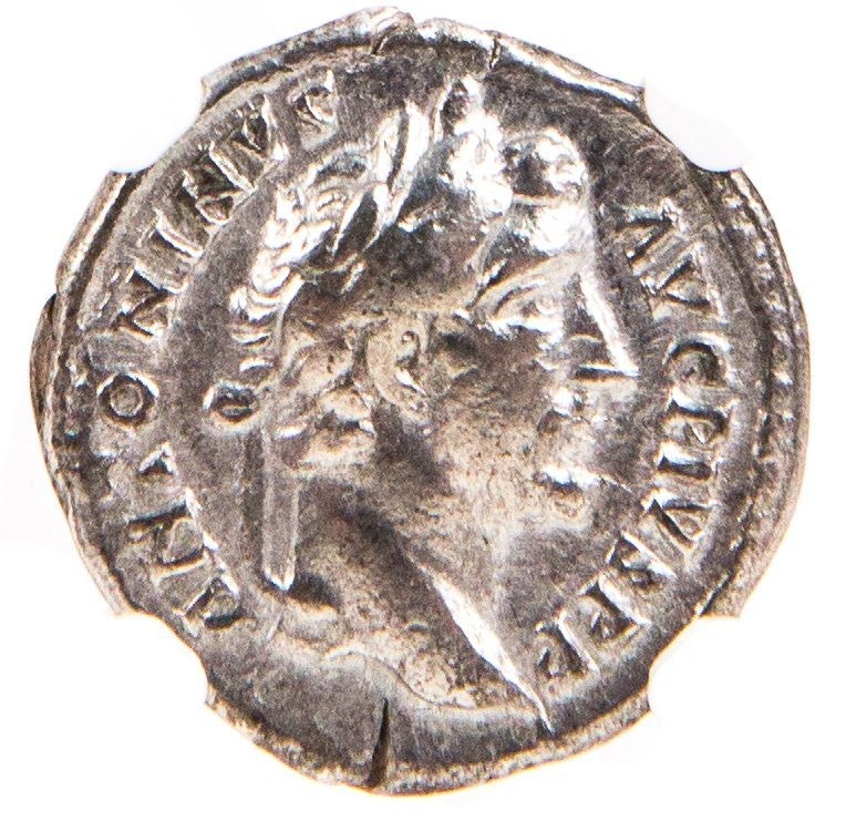 Roman Silver Denarius of Antoninus Pius (AD 138-161) NGC