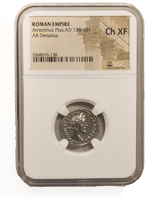 Roman Silver Denarius of Antoninus Pius (AD 138-161) NGC