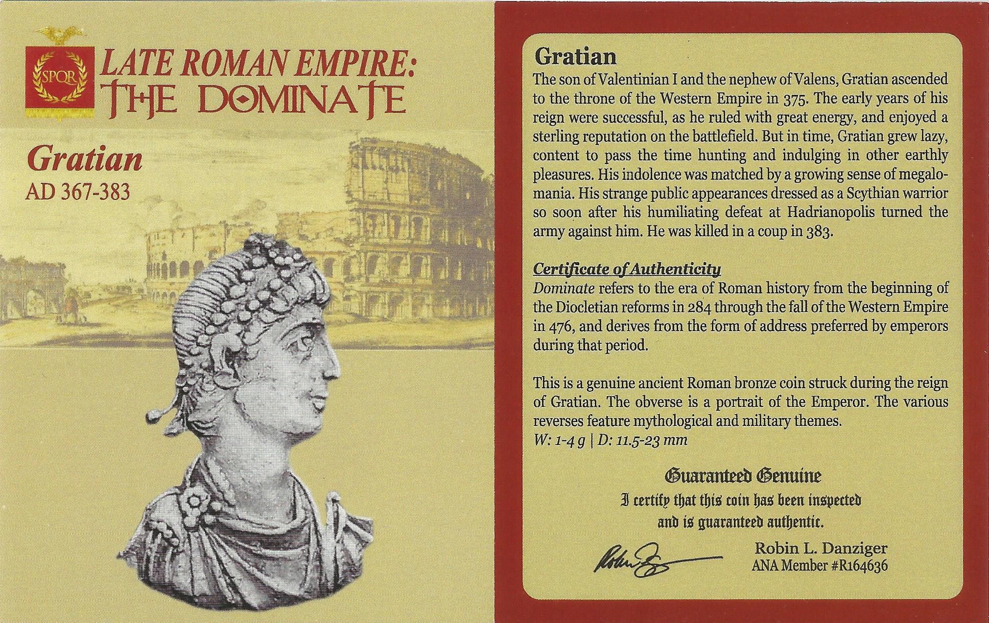 Roman AE of Gratian (AD367-383) NGC