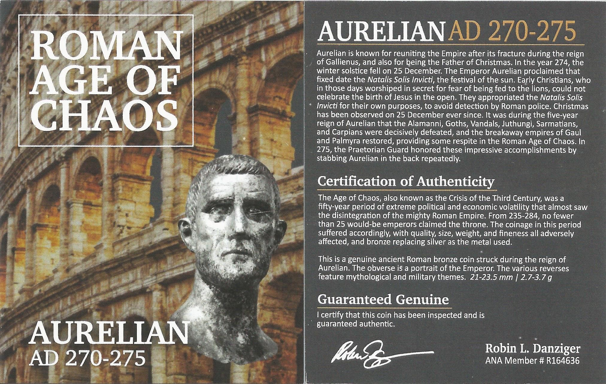 Roman AE of Aurelian (AD 270-275) NGC