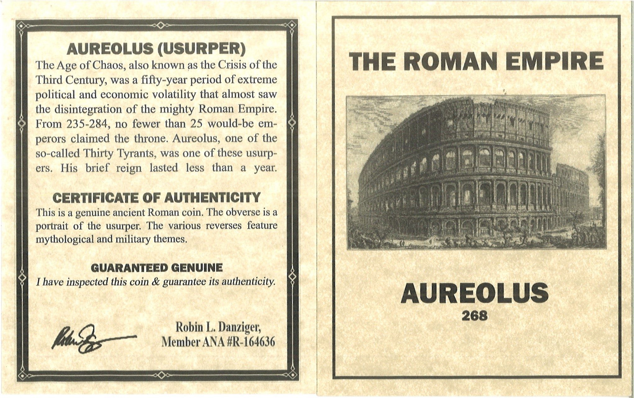 Roman AE of Aureolus NGC (AD268) Issued in the name of Postumus. Graded VG.(VG)