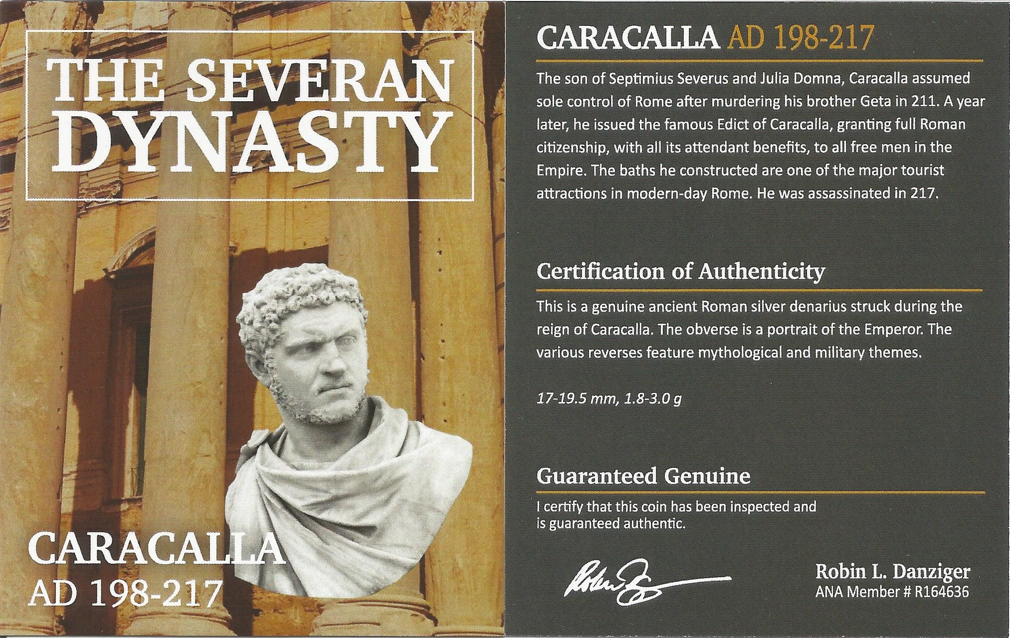 Roman Silver Denarius of Caracalla (AD 198-217) NGC