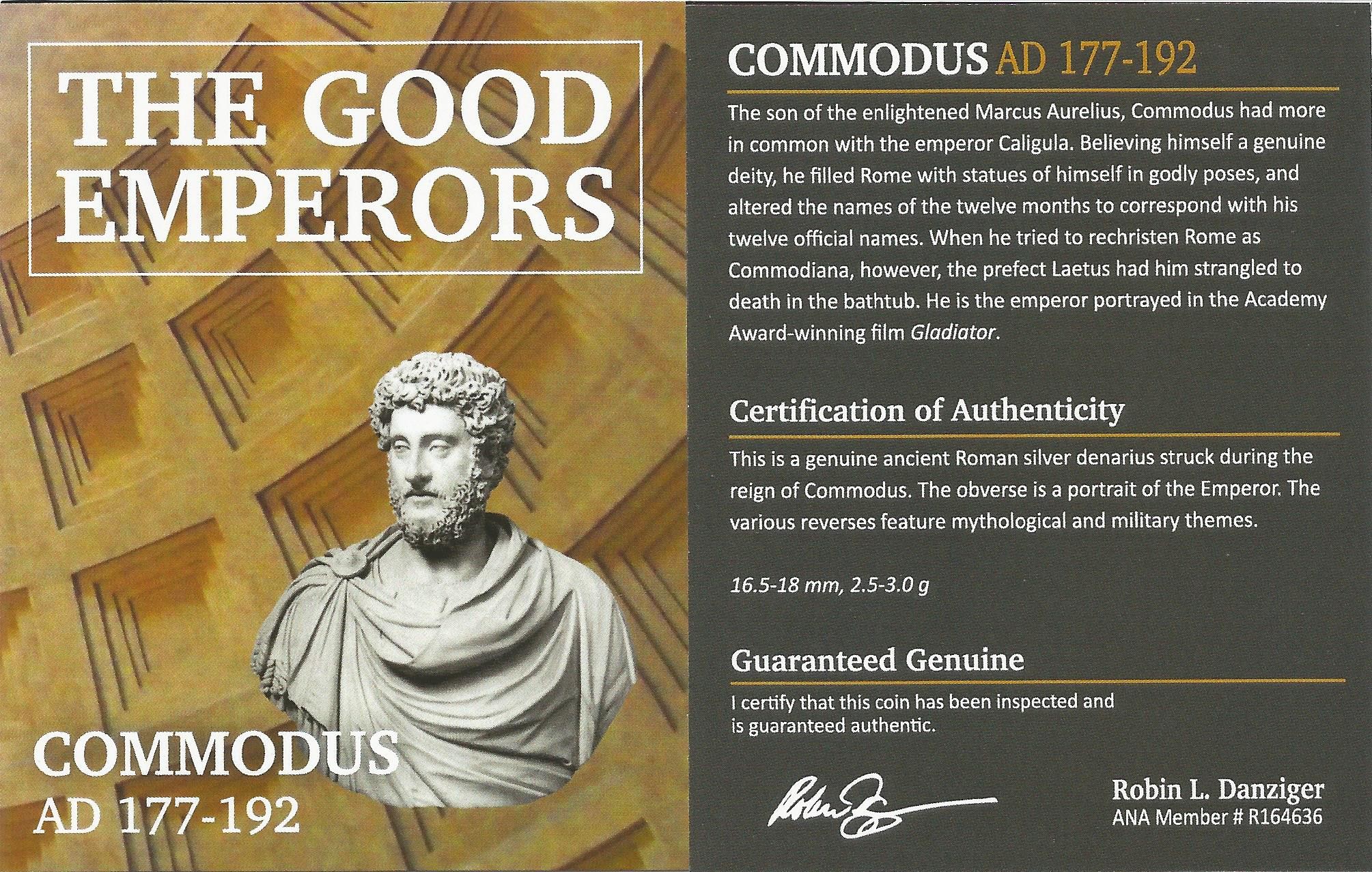 Roman Silver Denarius of Commodus (AD 177-192) NGC