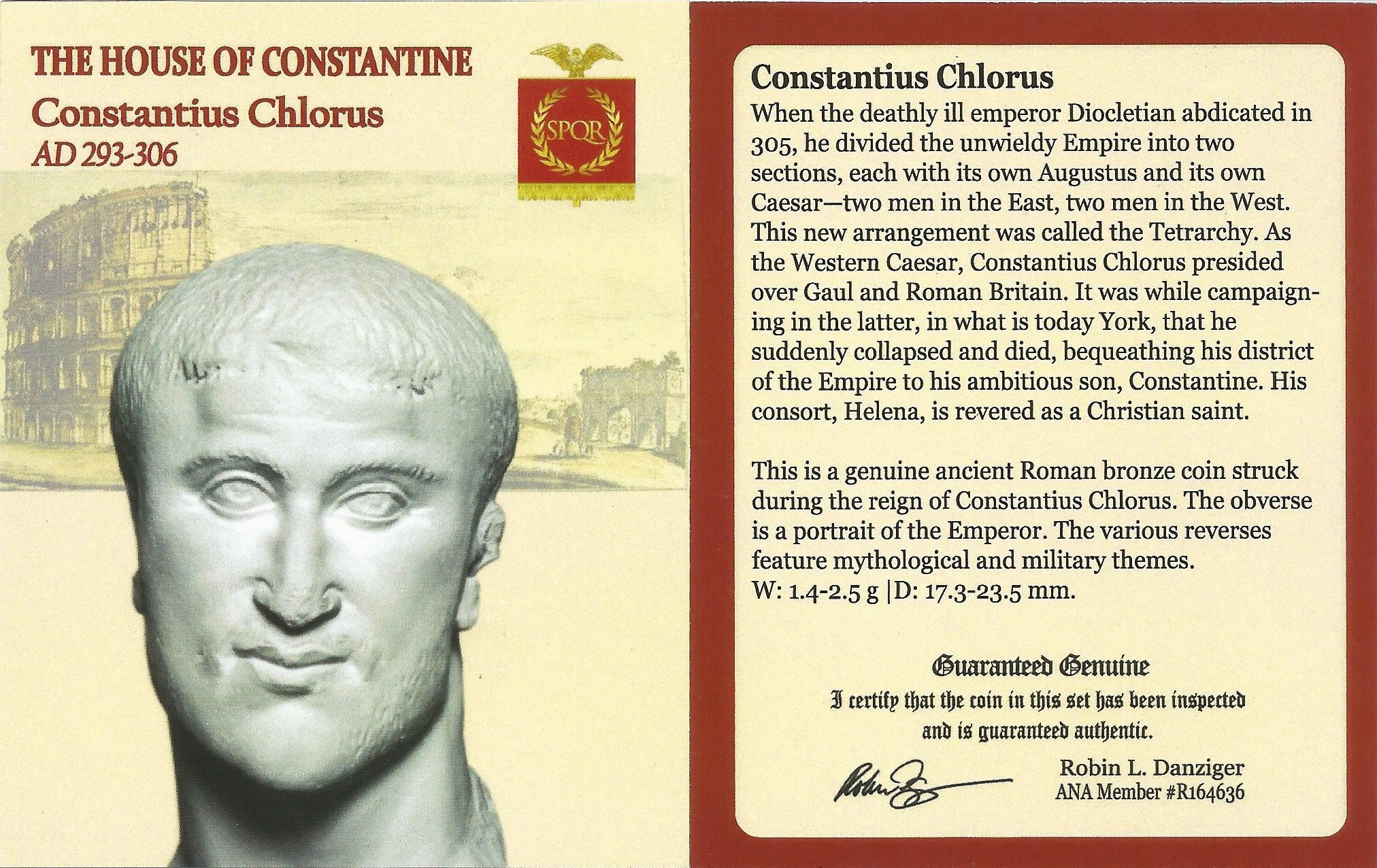 Roman ANT of Constantius Chlorus 1st (AD 293-306) NGC