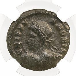 Roman AE3 of Crispus (AD 304-326) NGC-London Mint(F)