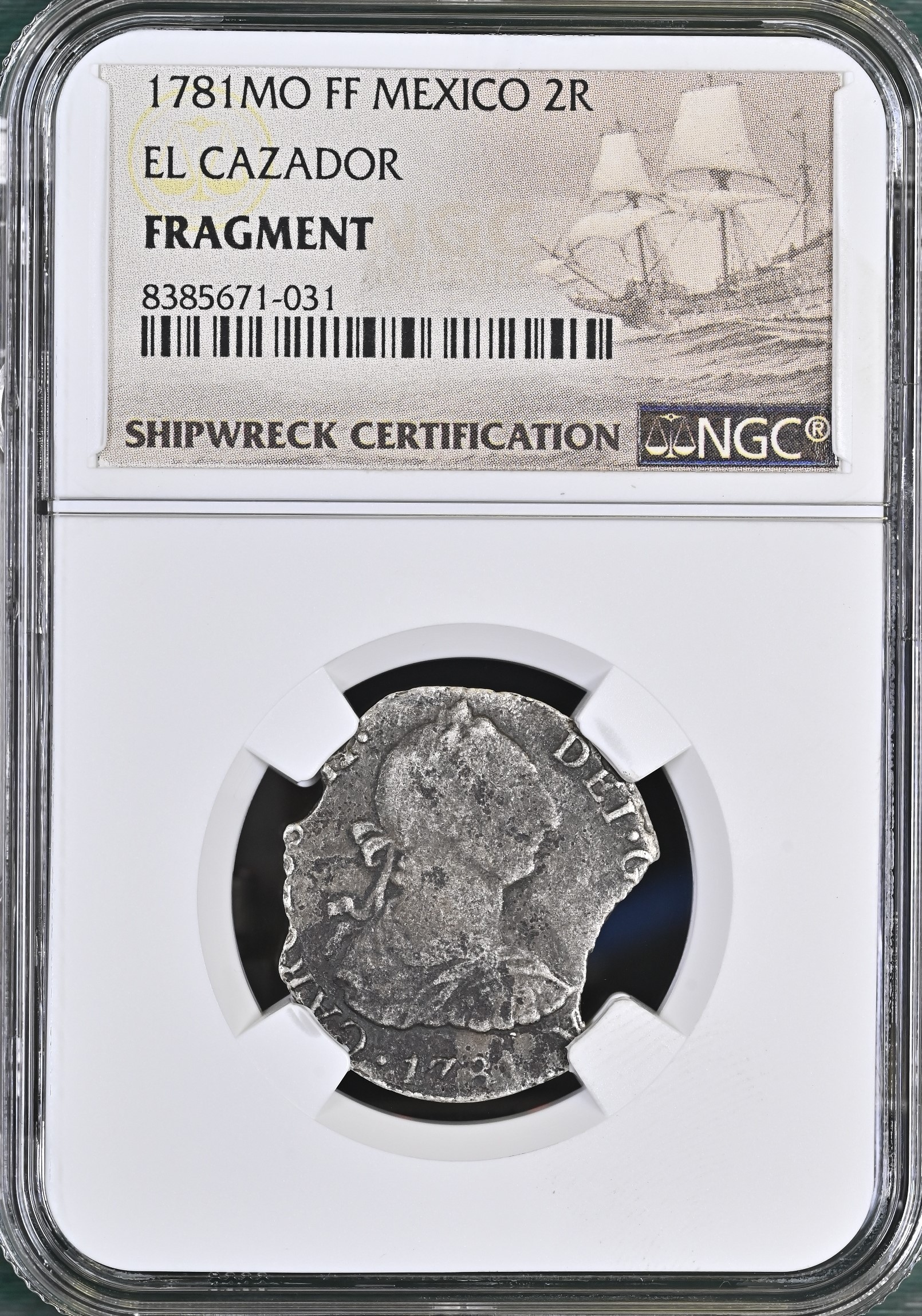 El Cazador 2 Reales Fragment NGC Slab(B)