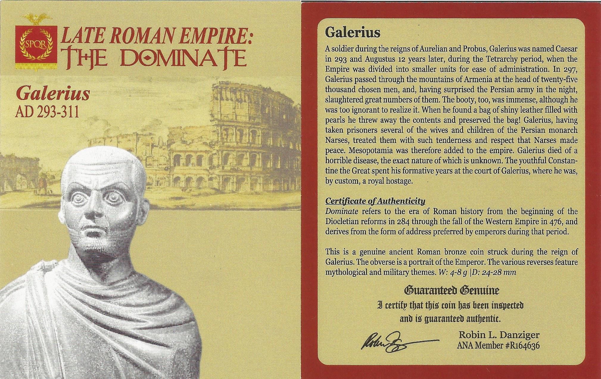 Roman AE of Galerius (AD293-311) NGC
