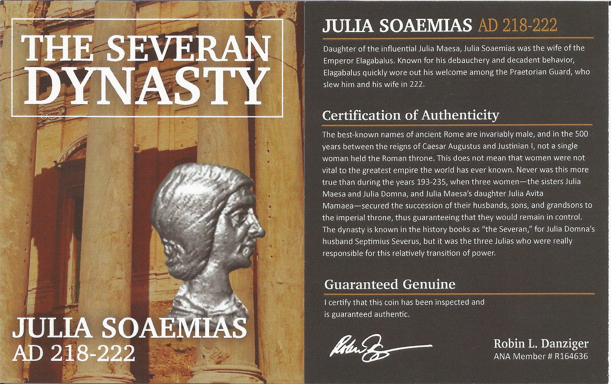 Julia Soaemias Antoninianus NGC Certified Slab(F)