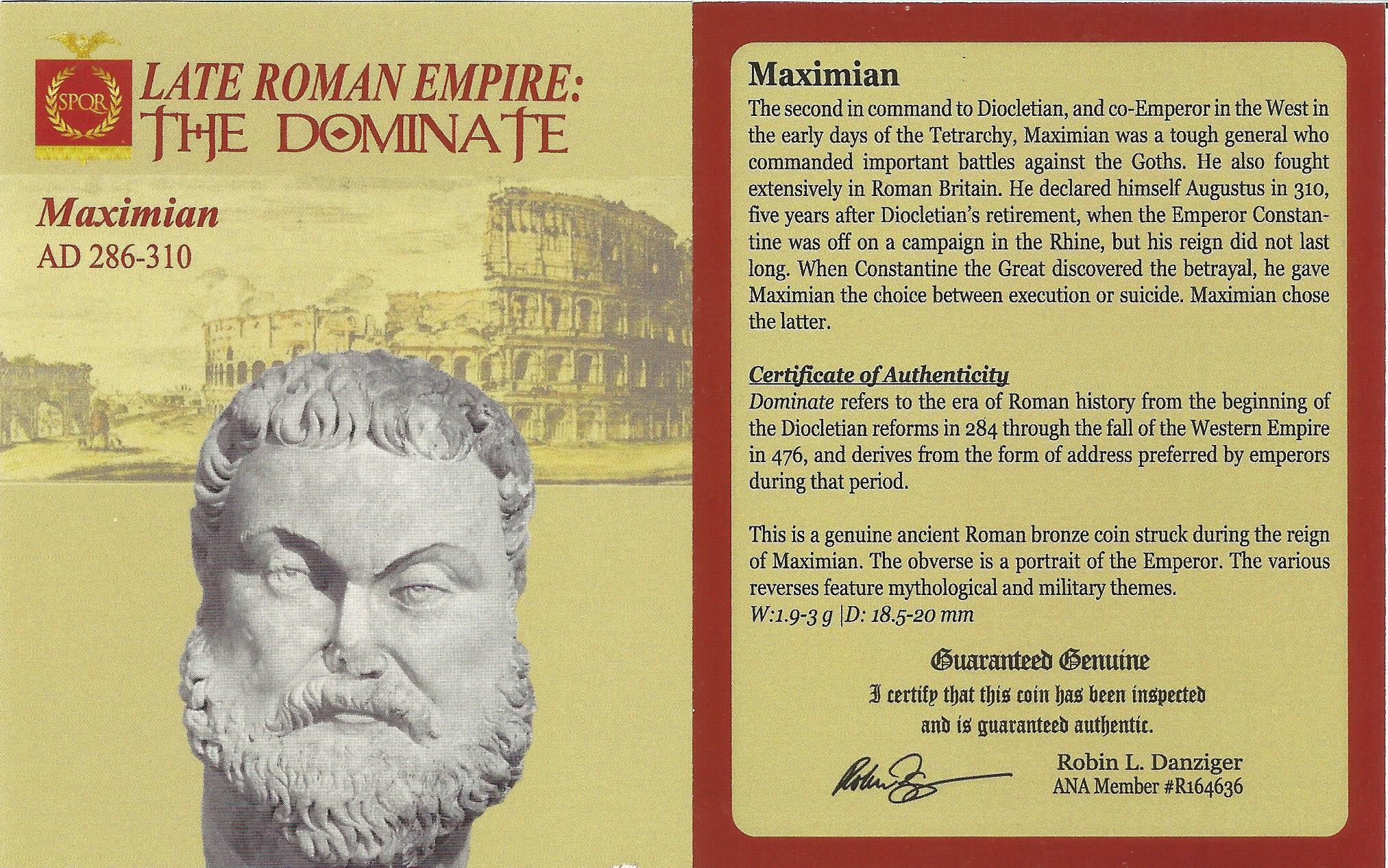 Roman AE of Maximian (AD286-310) NGC