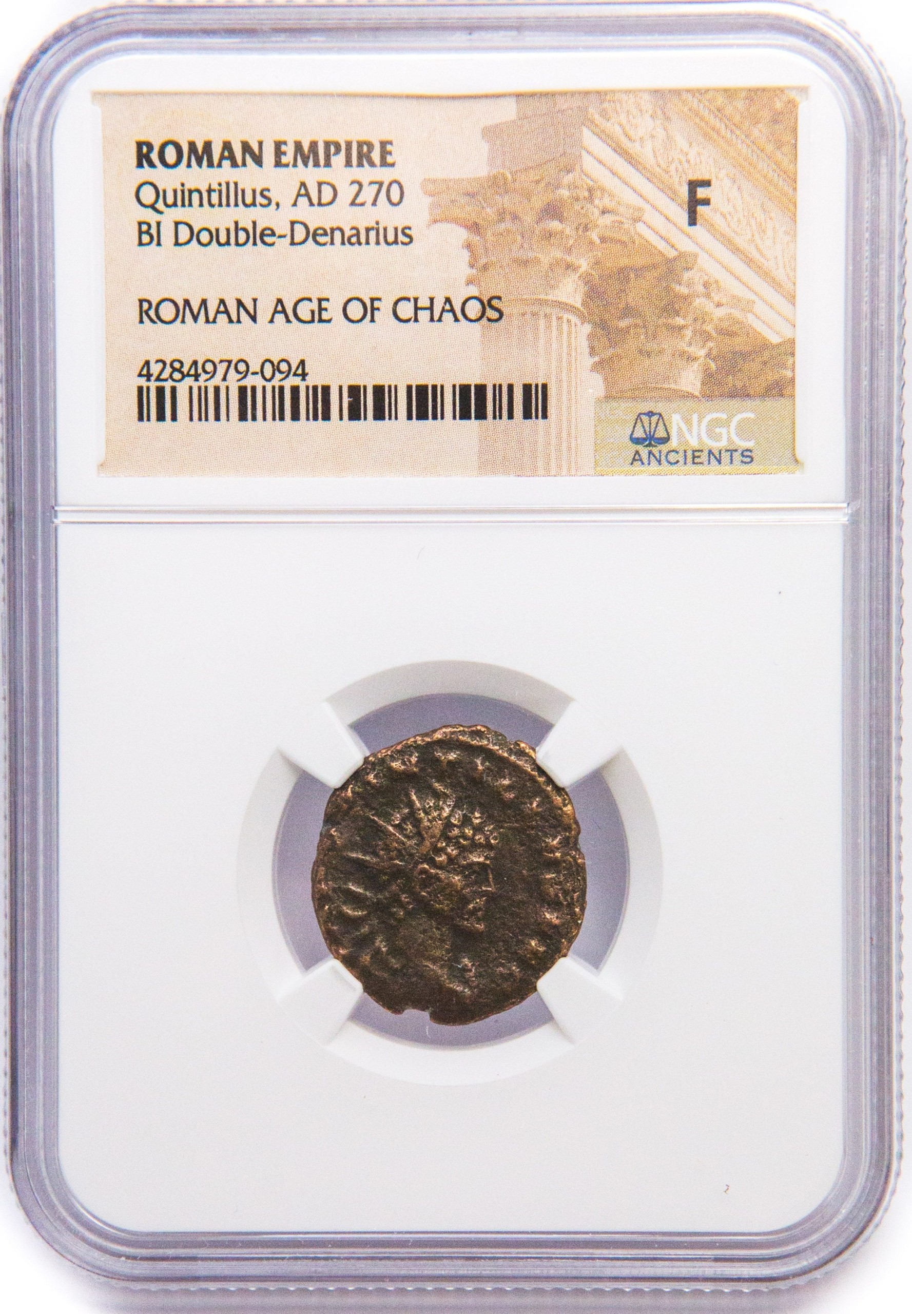 Roman AE Antoninianus of Quintillus (AD270) NGC