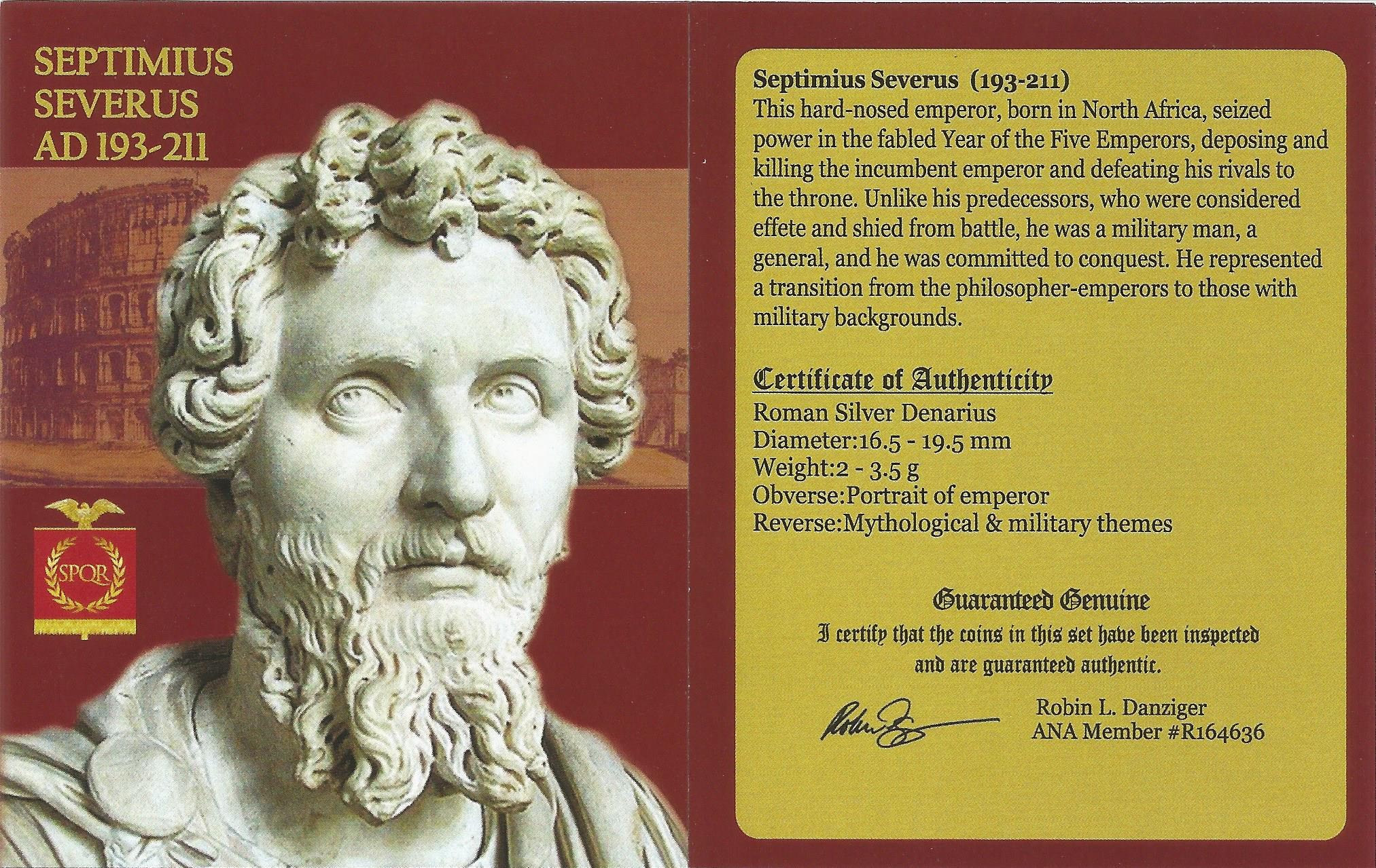 Roman Silver Denarius of Septimius Severus (AD 193-211) NGC