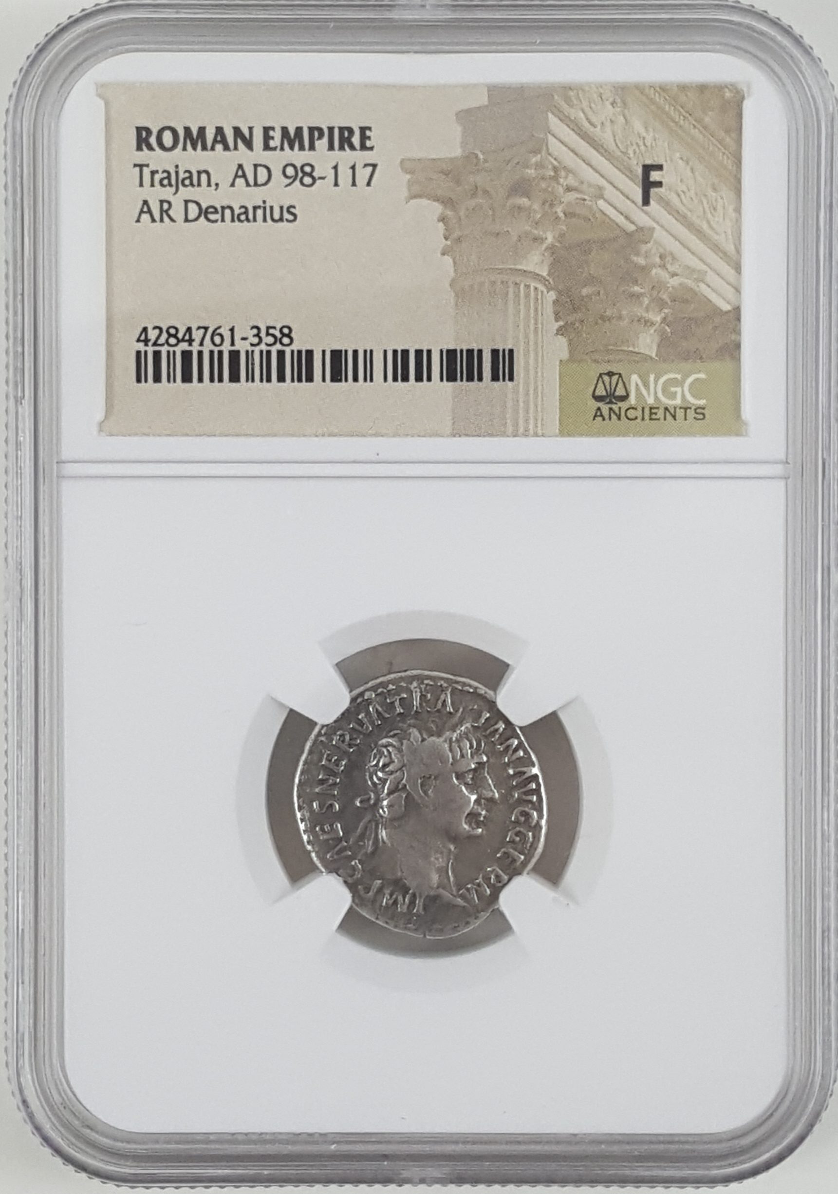 Roman Silver Denarius of Trajan (AD 98-117) NGC