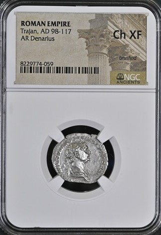Roman Silver Denarius of Trajan (AD 98-117) NGC