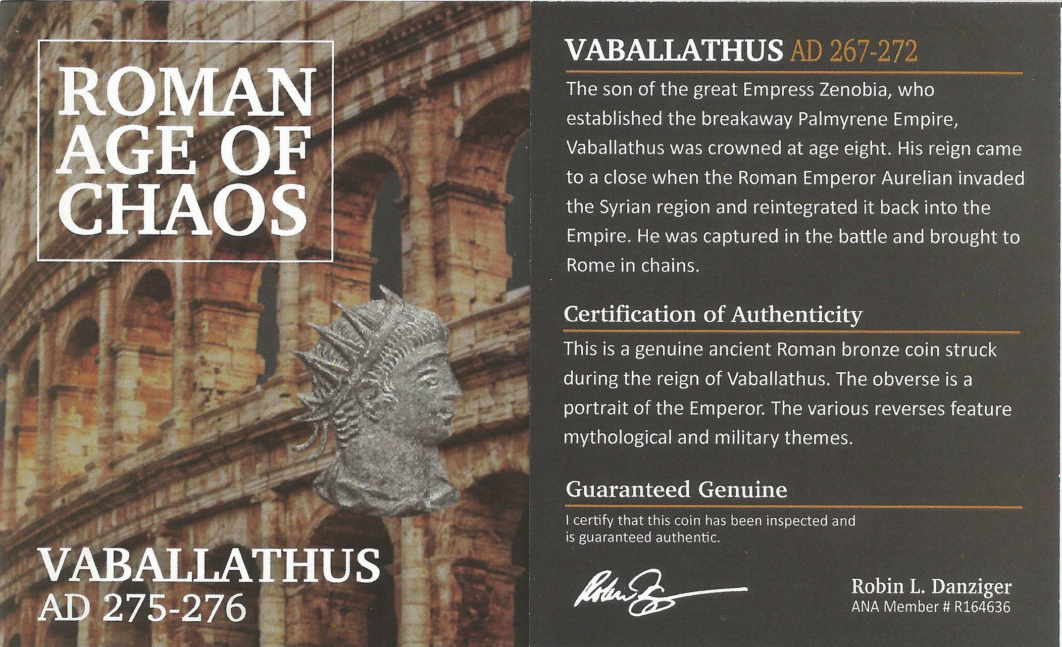 Roman AE of Vabalathus and Aurelian NGC