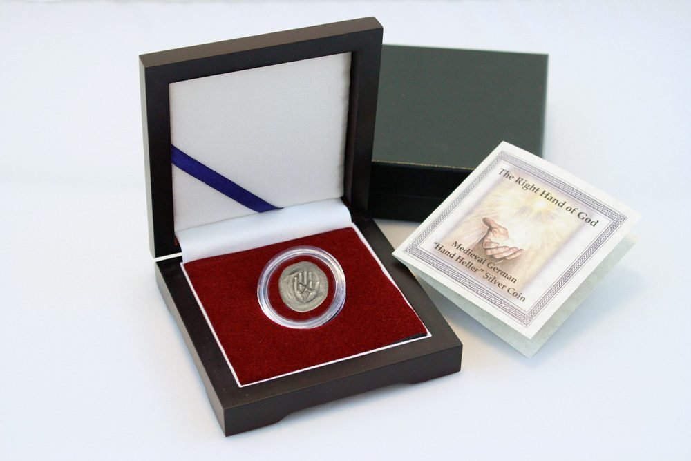 Right Hand of God Box: Medieval German ”Hand Heller“ Silver Coin