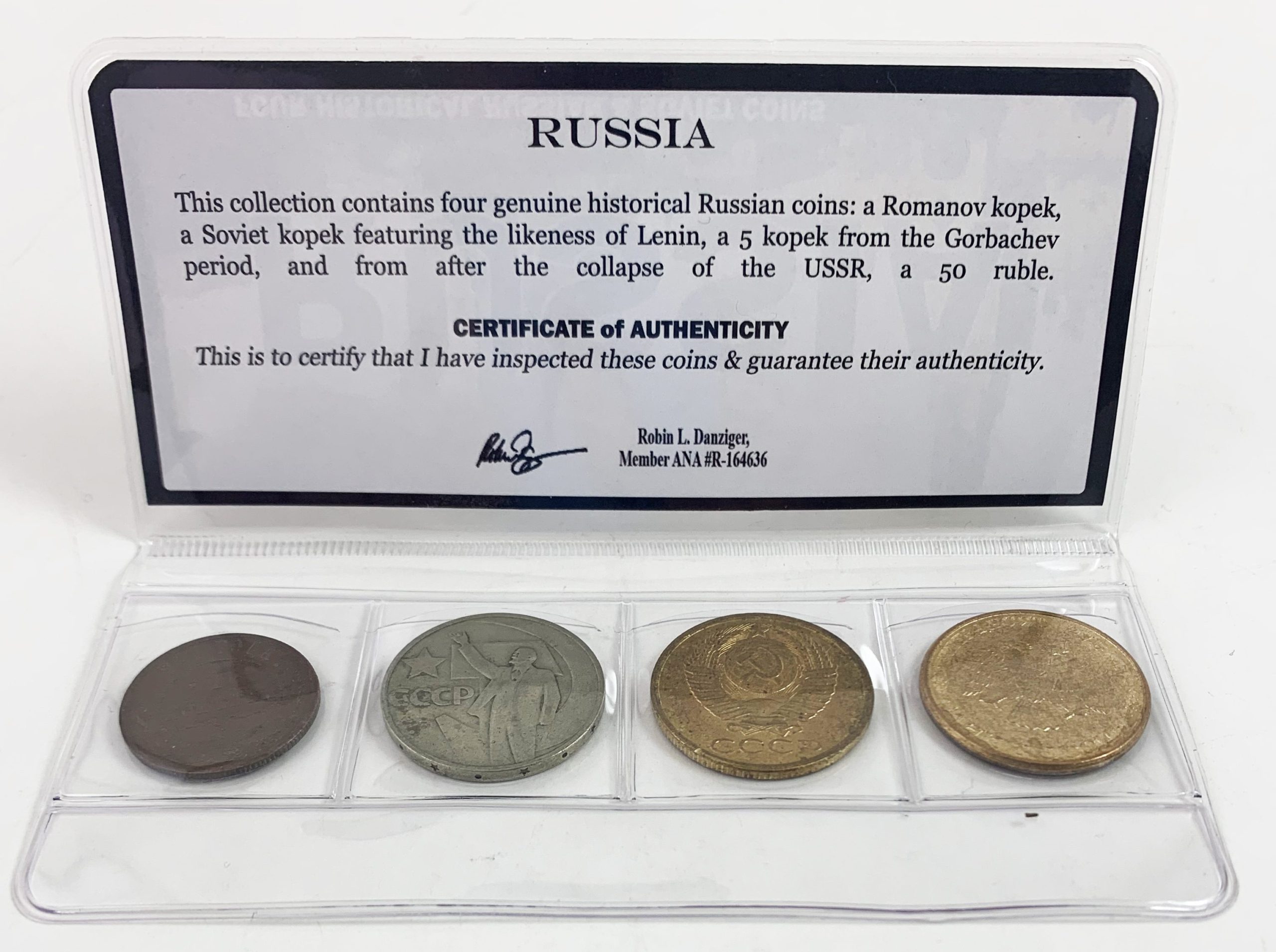 Russia: Four Historical Russian and Soviet Coins - detail