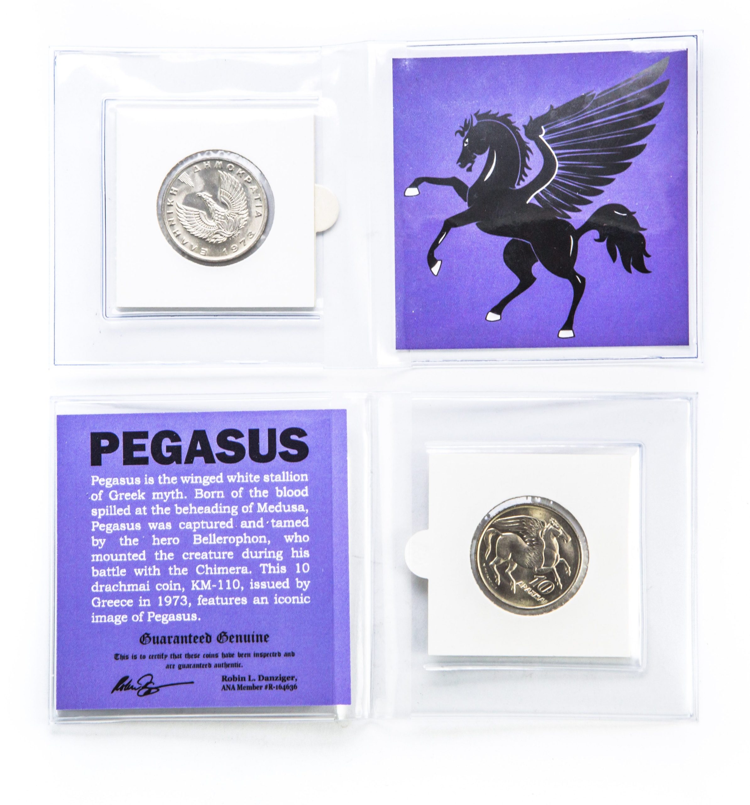 Pegasus 10 drachmai Greek Coin - front